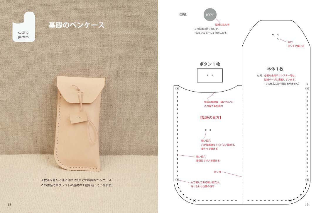 Hand Sewing Leather Craft Book by Pigpong - Japanese Craft Book