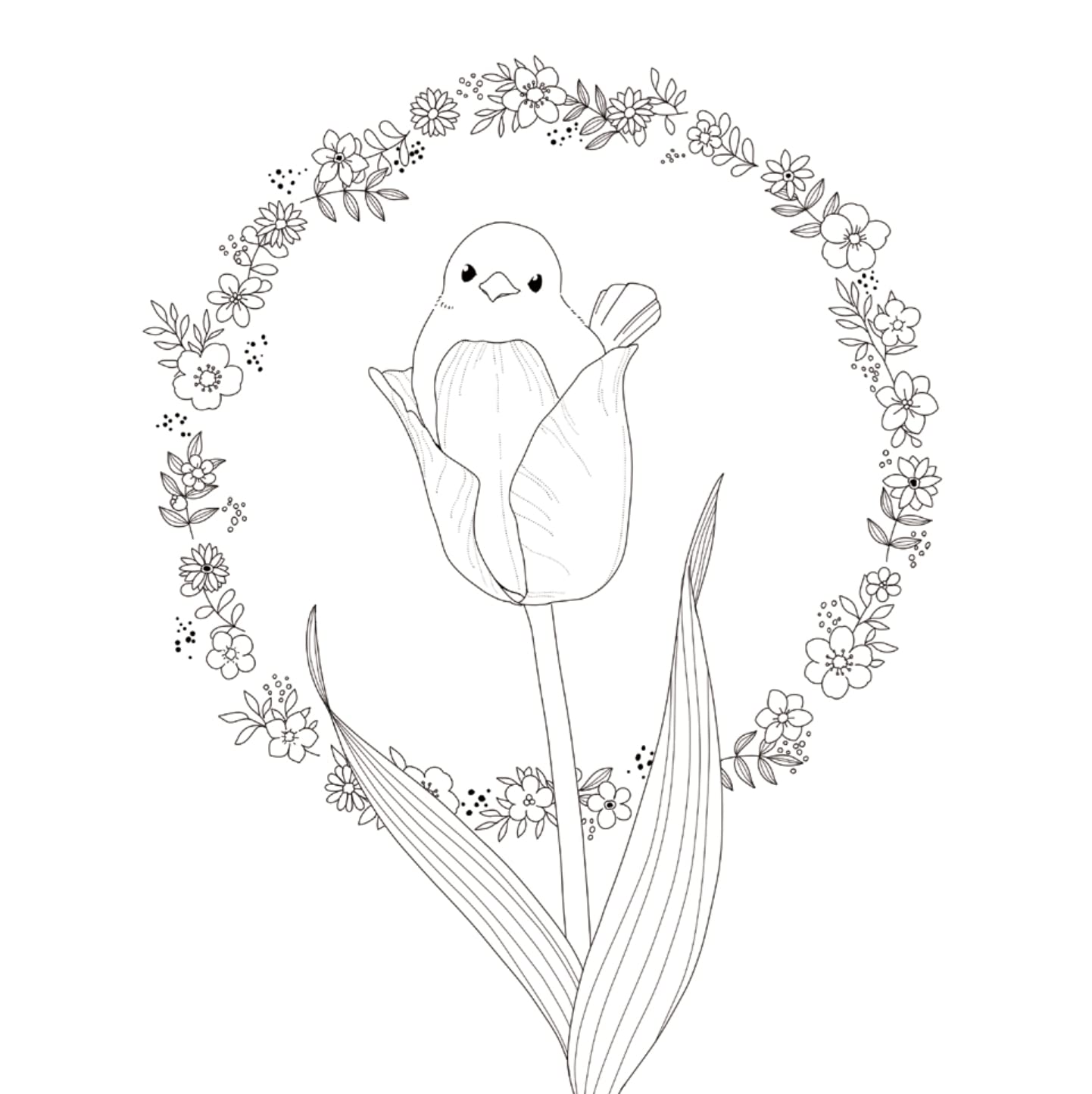 A Bird Traveling Flowers to Flowers Coloring Book - Japanese Coloring Book