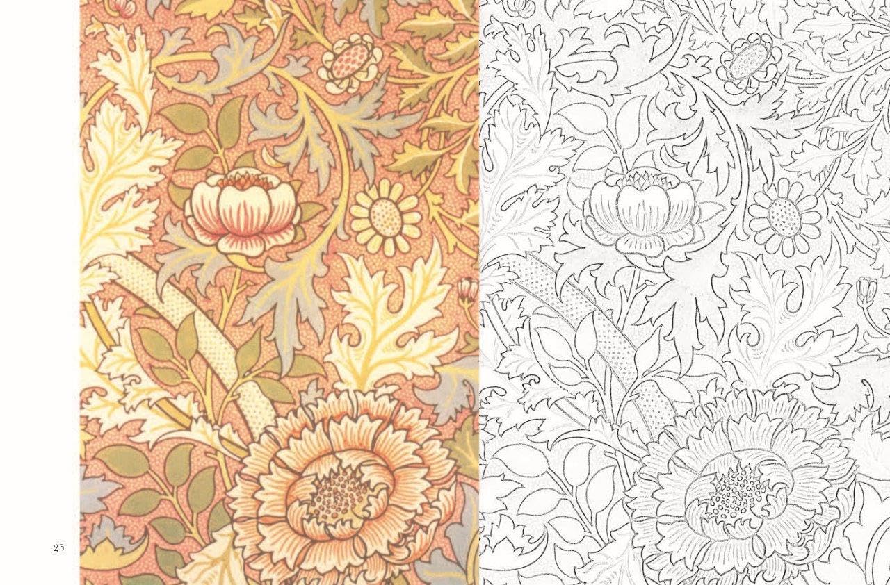 William Morris Postcard Coloring Book - Post Card Size Japanese Coloring Book