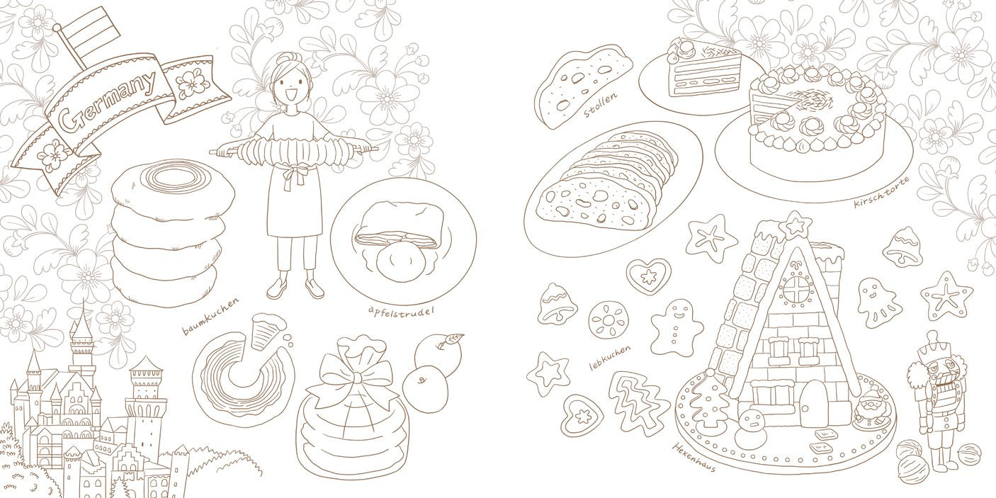 Sweets from the World Coloring Book with Coloring Lessons - Japanese Coloring Book