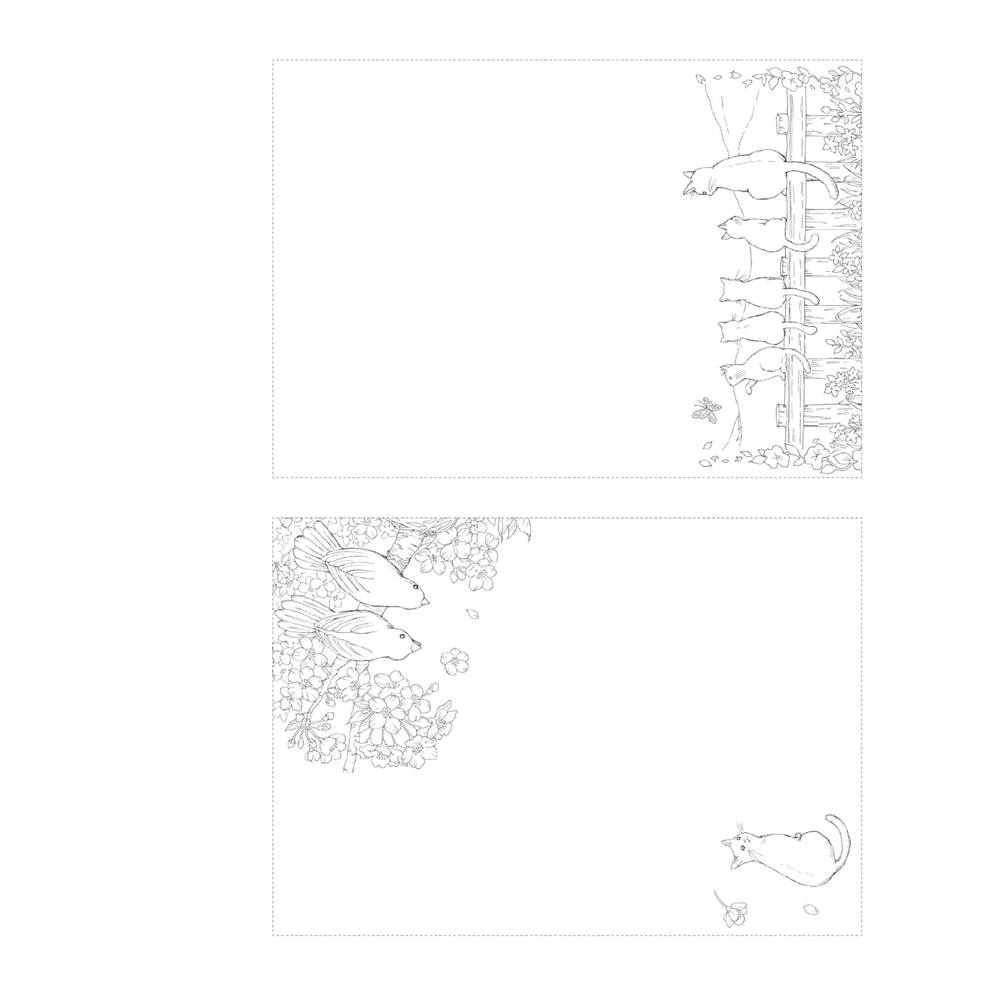 Flower path of cats and cute friends - Japanese Coloring Book