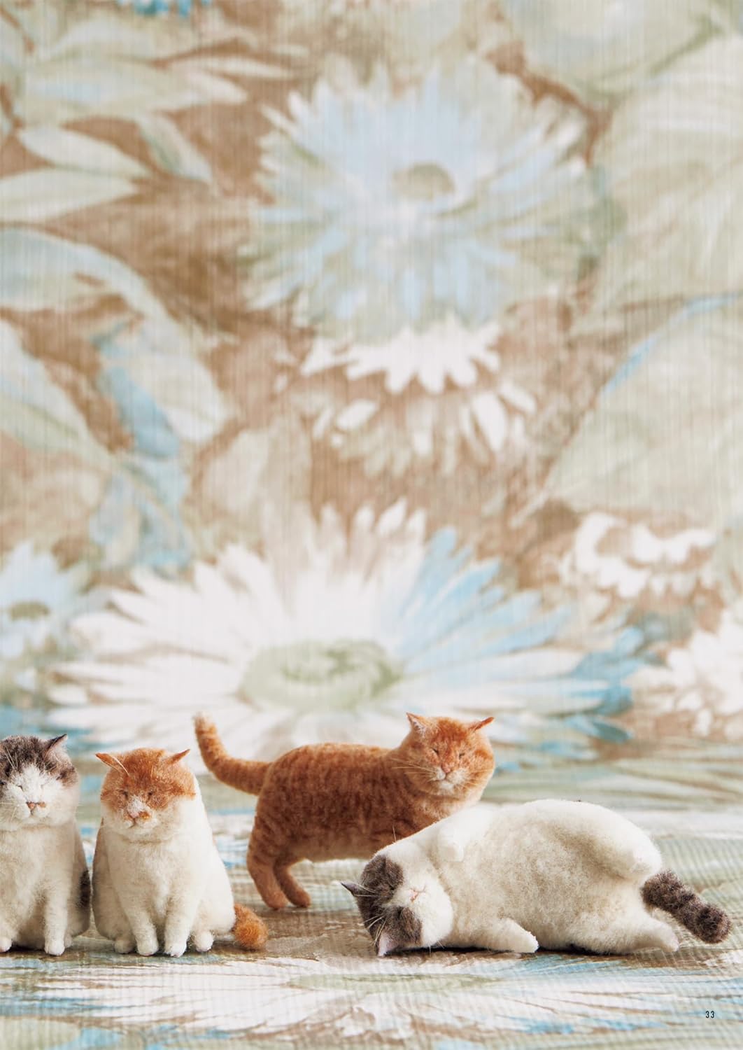 Palm Size Felt Wool Cats 12 - Japanese Craft Book