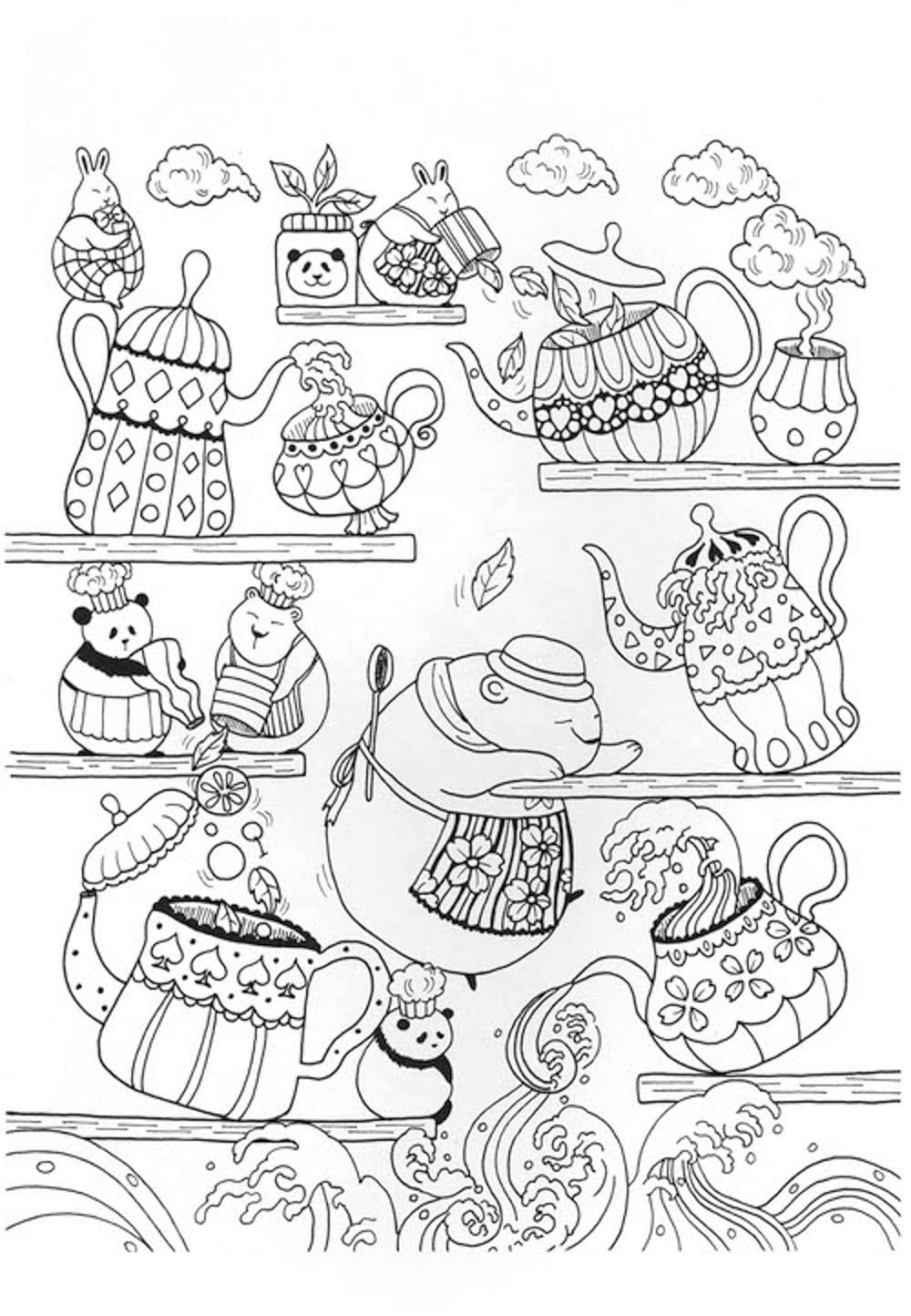 Panda Therapy Coloring Book - Japanese Coloring Book