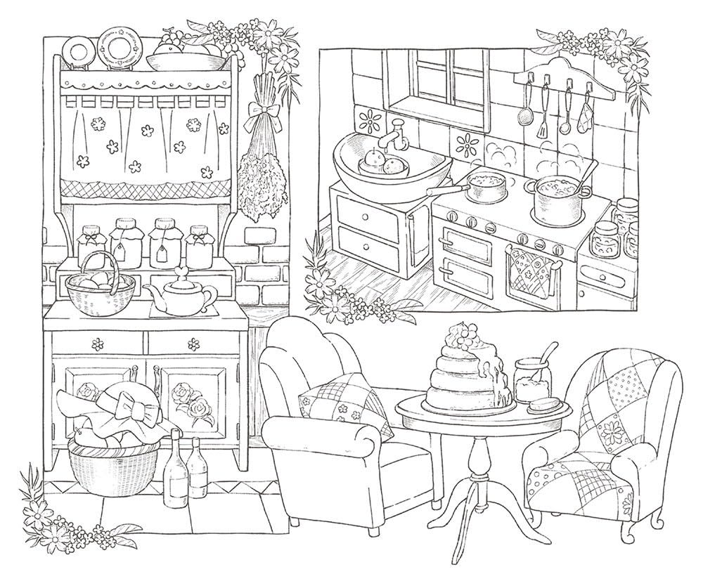 Wonderful Houses in an Imaginary World Coloring Book - Japanese Coloring Book
