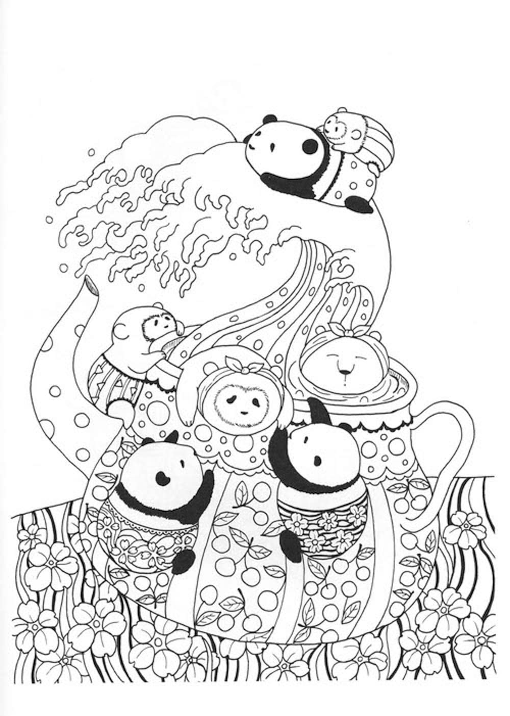 Panda Therapy Coloring Book - Japanese Coloring Book