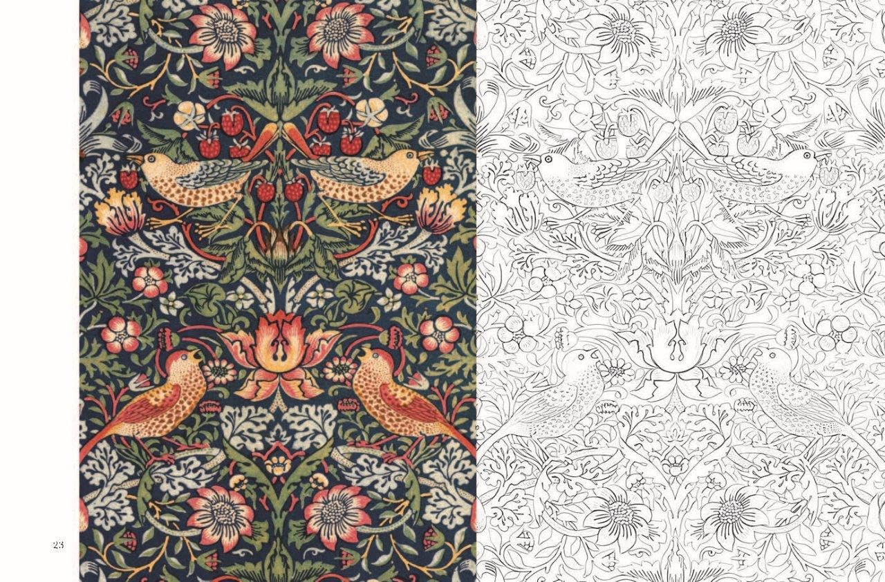 William Morris Postcard Coloring Book - Post Card Size Japanese Coloring Book