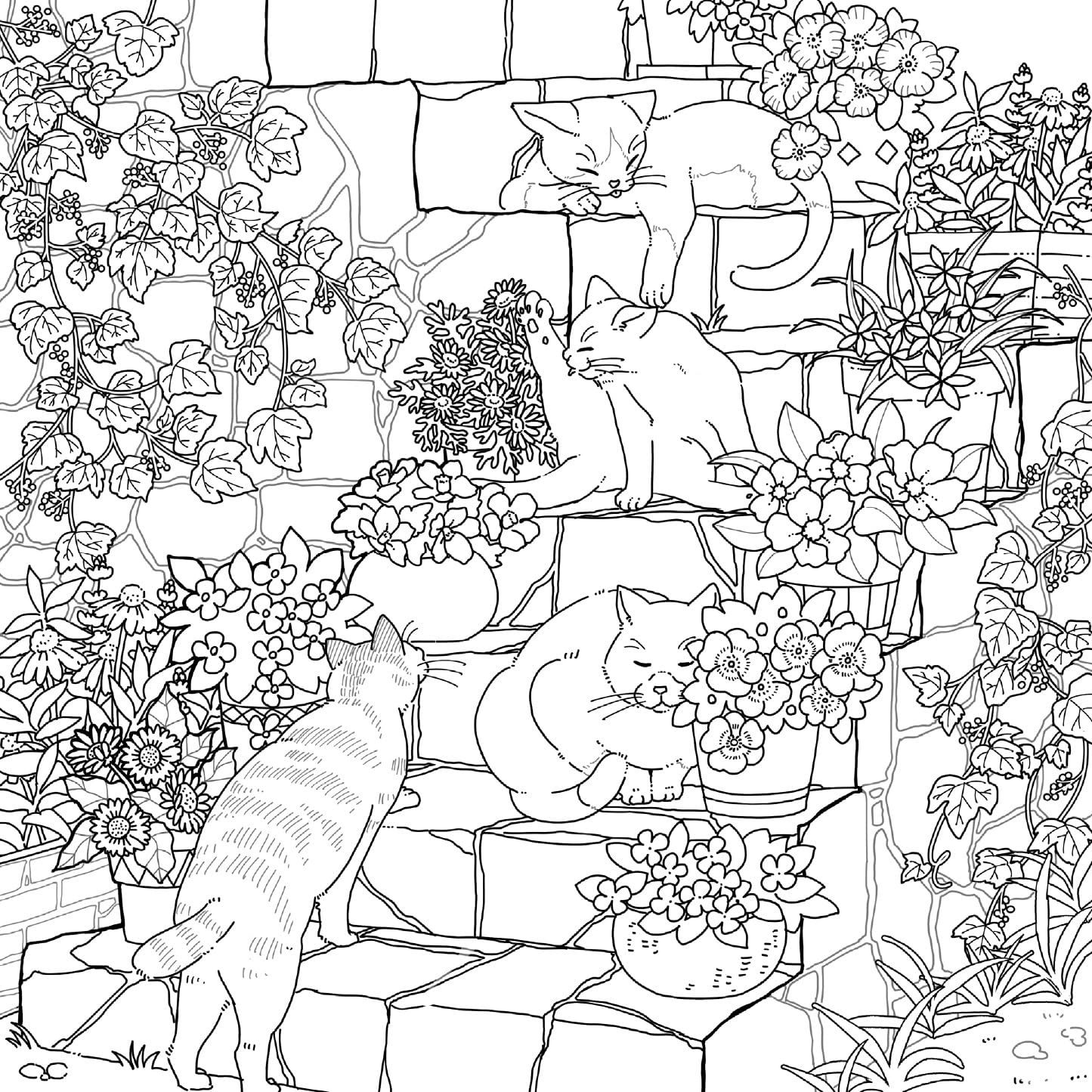 The Dreaming Cat’s Floral Journey – Searching for the Bell of Happiness Coloring Book - Japanese Coloring Book