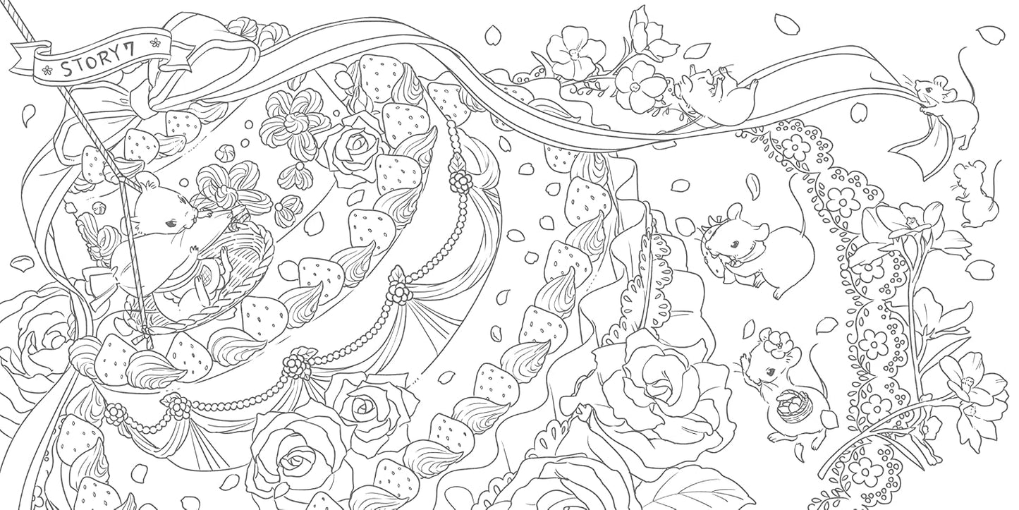 Coloring Book of Cute Forest Animal Friends - Japanese Coloring Book
