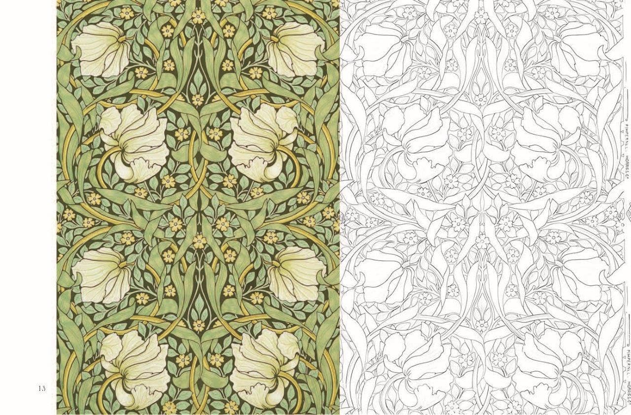William Morris Postcard Coloring Book - Post Card Size Japanese Coloring Book