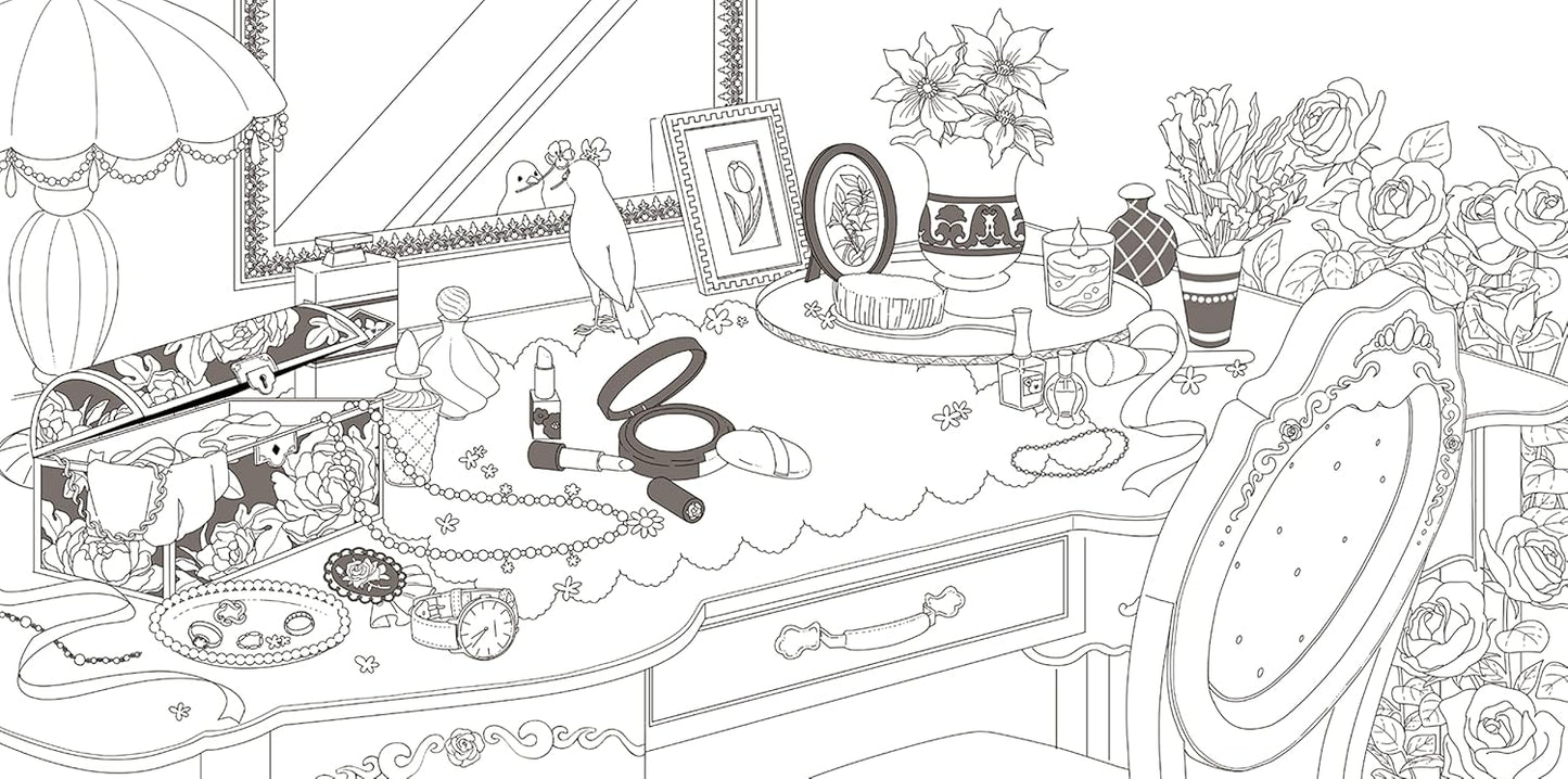 A Bird Traveling Flowers to Flowers Coloring Book - Japanese Coloring Book