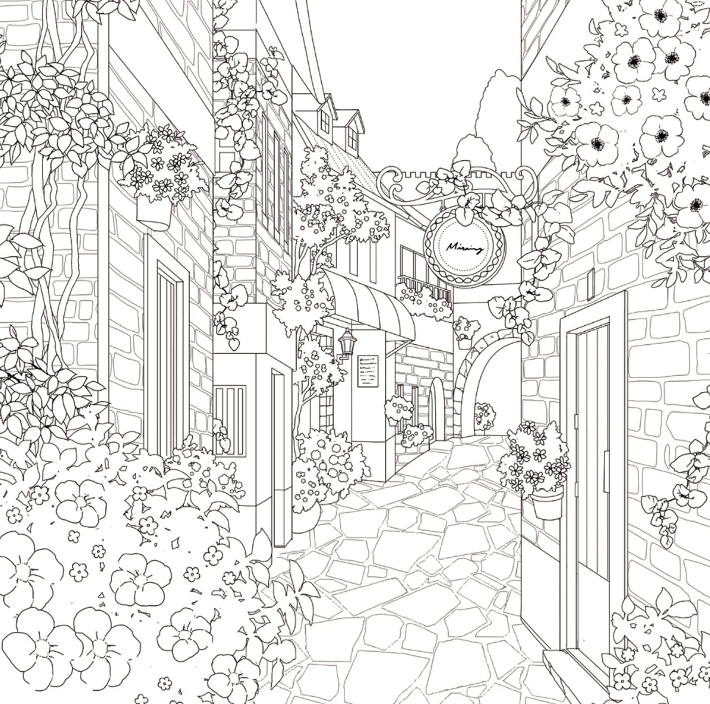 A Bird Traveling Flowers to Flowers Coloring Book - Japanese Coloring Book
