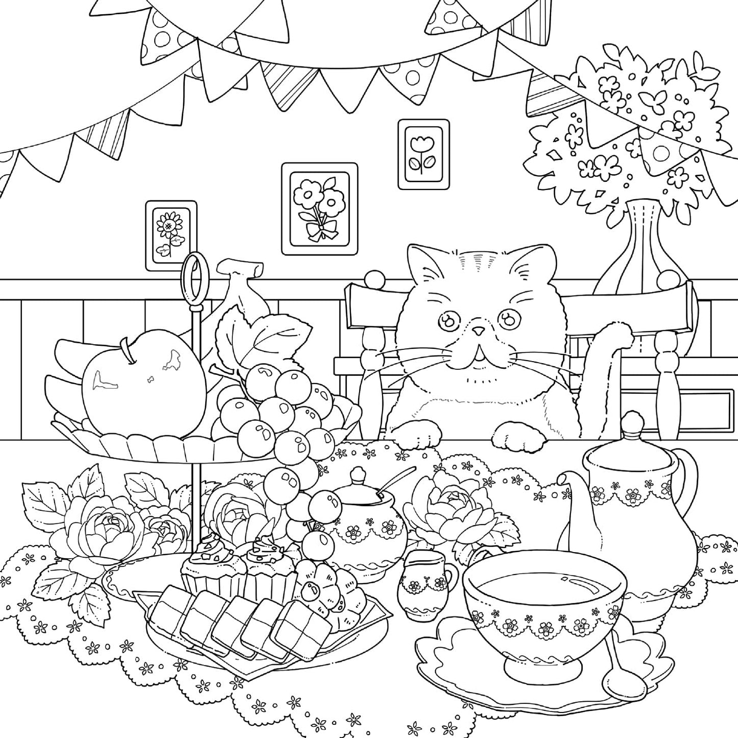 The Dreaming Cat’s Floral Journey – Searching for the Bell of Happiness Coloring Book - Japanese Coloring Book