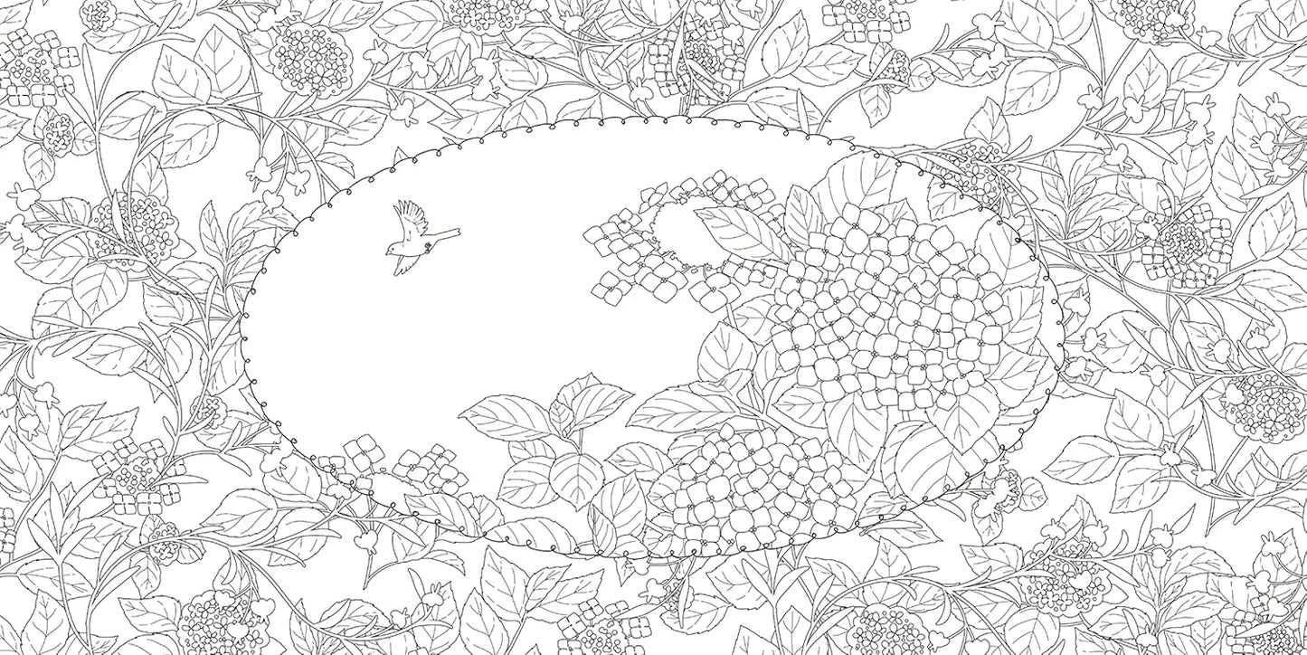 A Bird Traveling Flowers to Flowers Coloring Book - Japanese Coloring Book