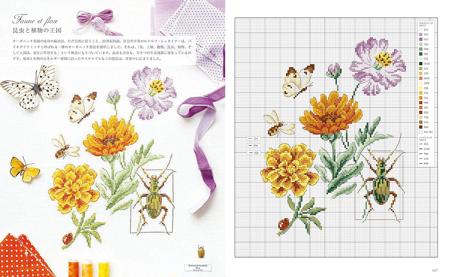 Nature in France - vivid mountain landscapes and vegetable motifs CROSS STITCH Designs 350 by Veronique Enginger - Japanese Craft Book