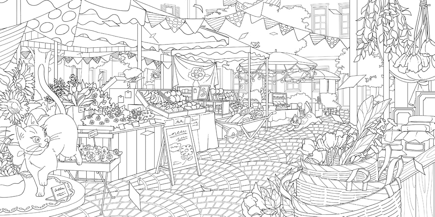 The Dreaming Cat’s Floral Journey – Searching for the Bell of Happiness Coloring Book - Japanese Coloring Book