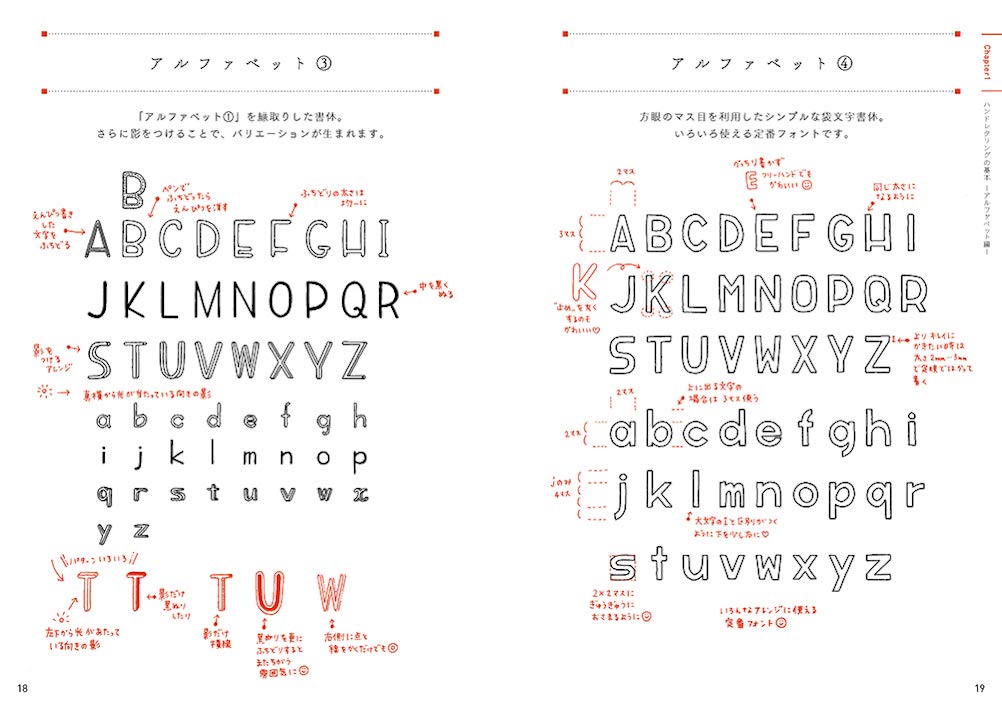 Easy Hand Lettering with Grid Lines by 88necoco - Japanese Craft Book