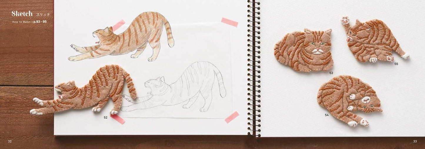 Cats and Felt Embroidery Motifs  - Japanese Craft Book