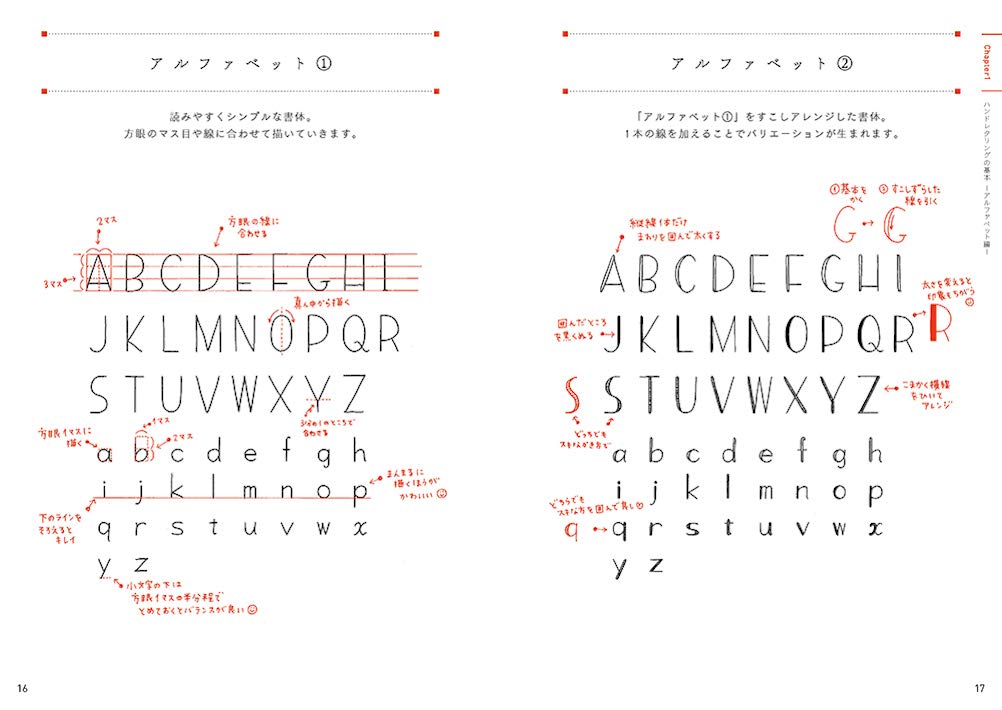 Easy Hand Lettering with Grid Lines by 88necoco - Japanese Craft Book