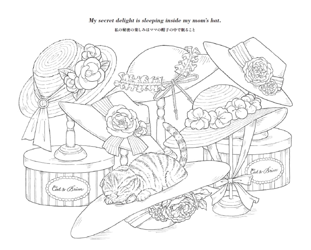 FOUR CATS: A Happy Day in the Life of Elegant Cats Coloring Book - Japanese Coloring Book