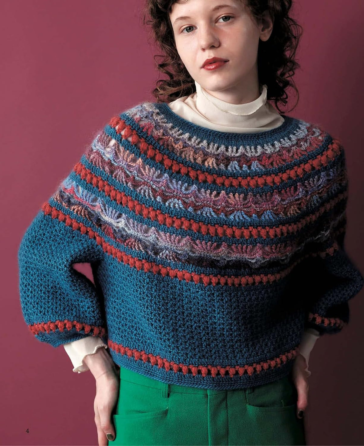 Crochet Round Yoke Sweaters & Tops – Japanese Crochet Pattern Book