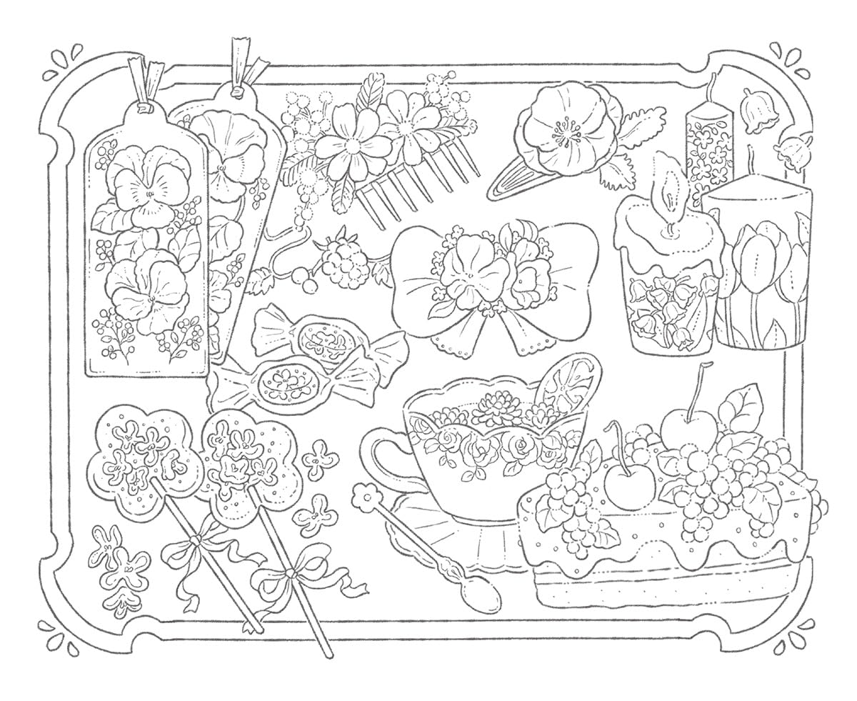 Midnight Tea Party for Stuffed Animals Coloring Book - Japanese Coloring Book