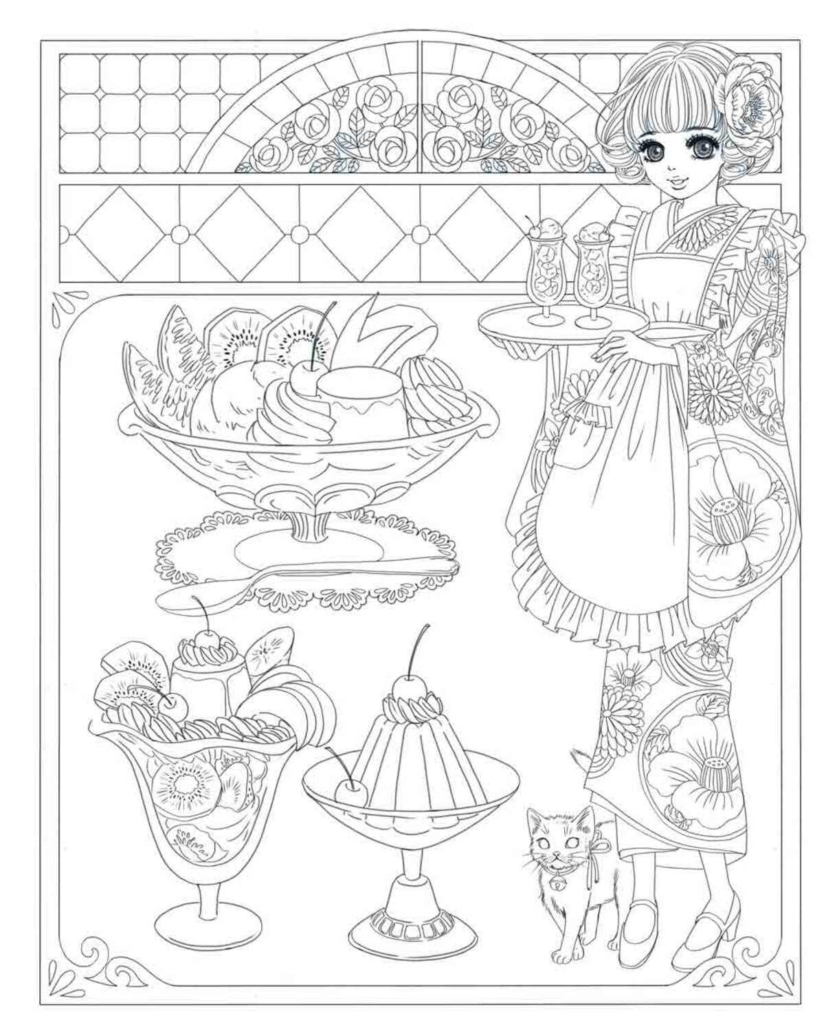 Nelco Neco Modern Girls and Cats Coloring Book - Japanese Coloring Book