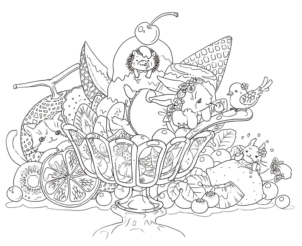 Journey Through a Fairy Tale with Little Friends in the Forest Coloring Book - Japanese Coloring Book