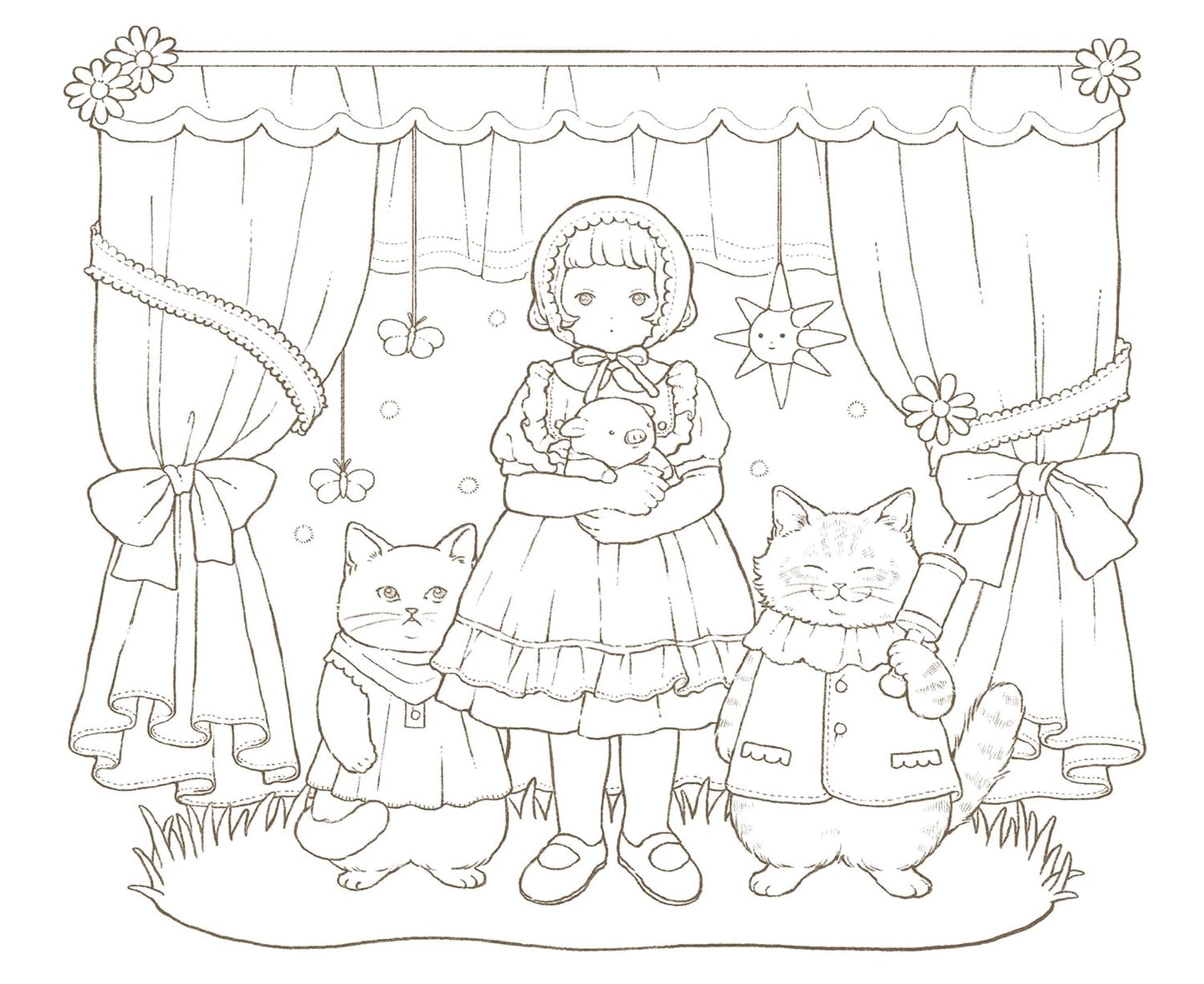 Alice and Dinah's Adventures in Wonderland Coloring Book - Japanese Coloring Book