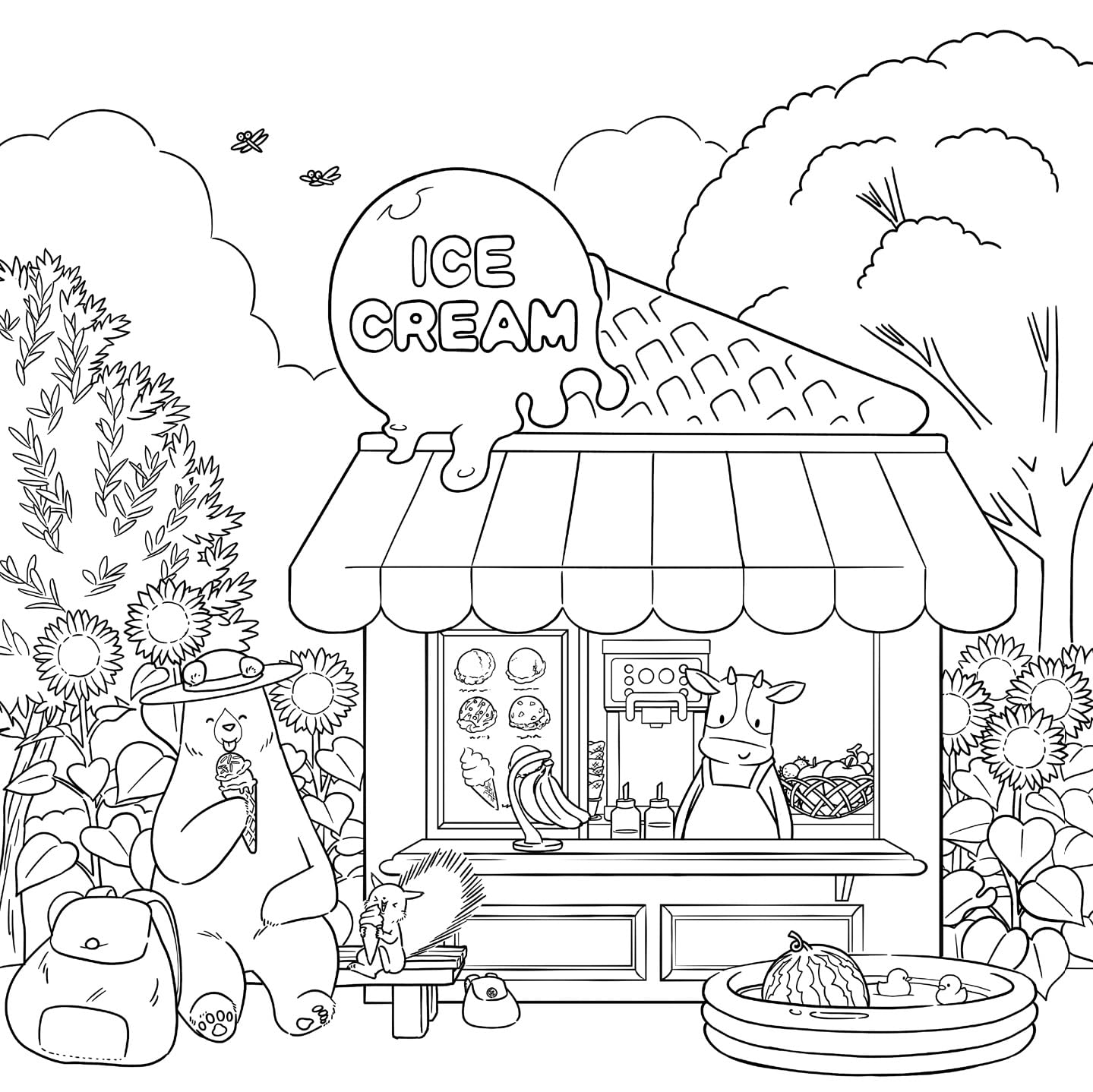Bear’s Delicious Restaurant Coloring Book - Japanese Coloring Book