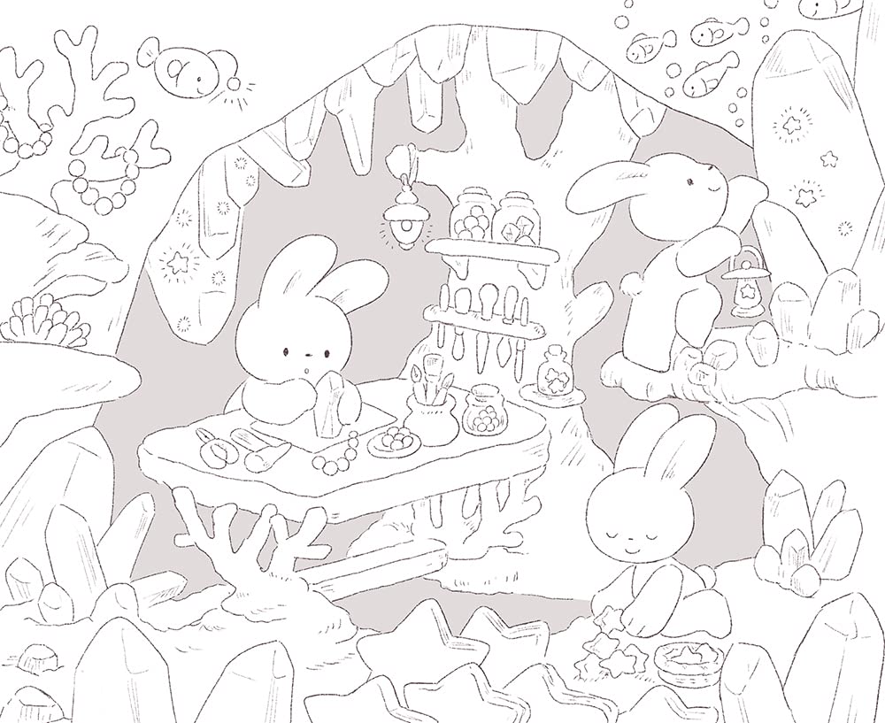 Rabbit's fairy tale fantasy Coloring Book - Japanese Coloring Book