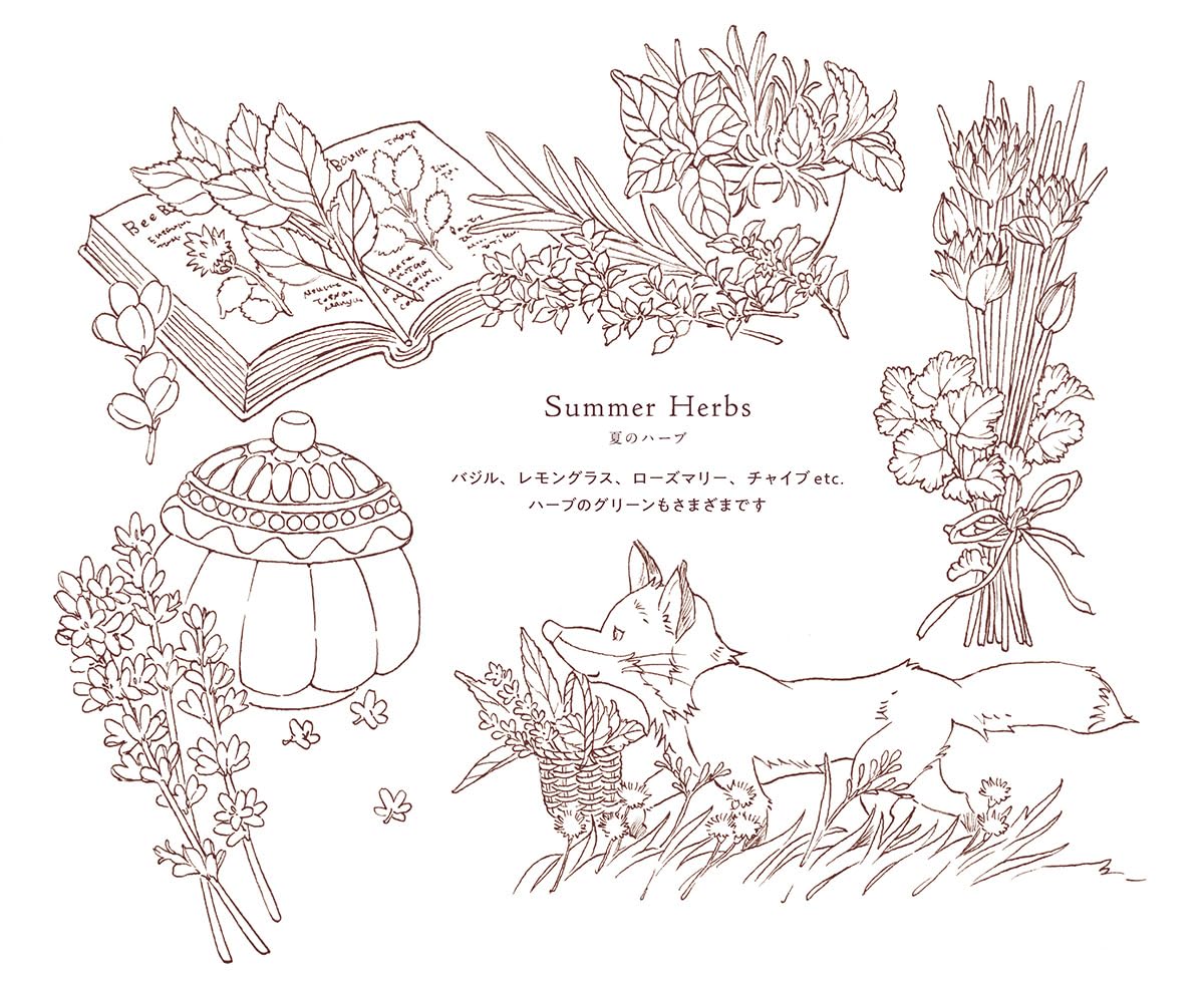 Seasonal Wreaths of plants and friends - Japanese Coloring Book