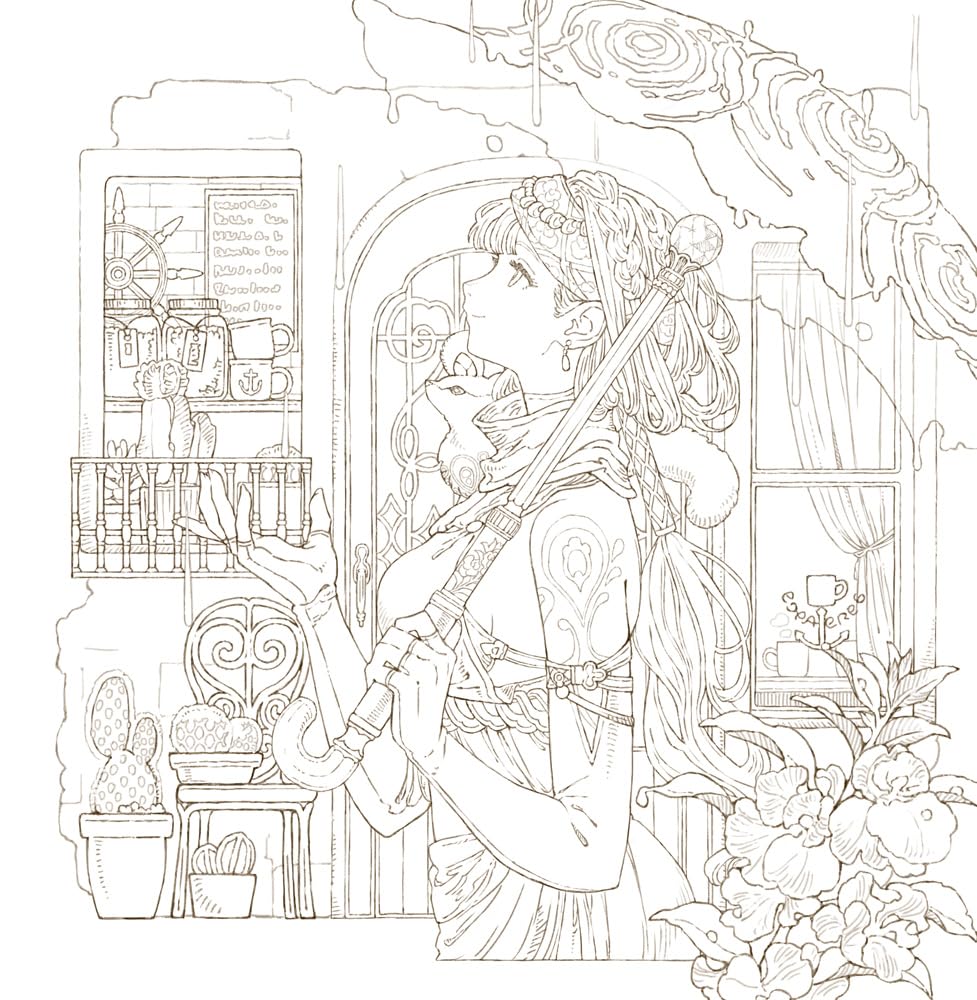 Traveling Through a Fantasy World of Flowers – Japanese Coloring Book