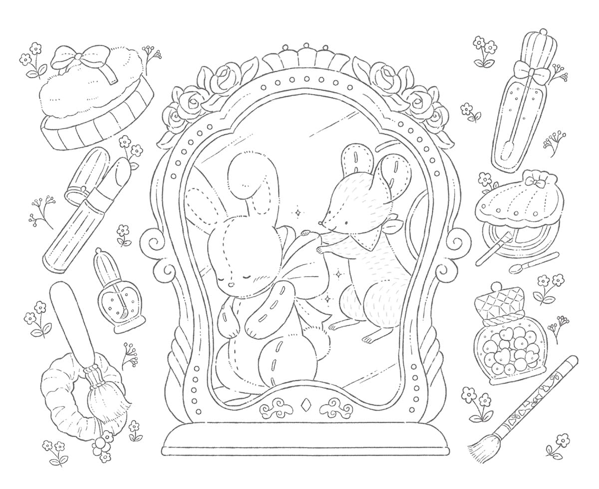 Midnight Tea Party for Stuffed Animals Coloring Book - Japanese Coloring Book