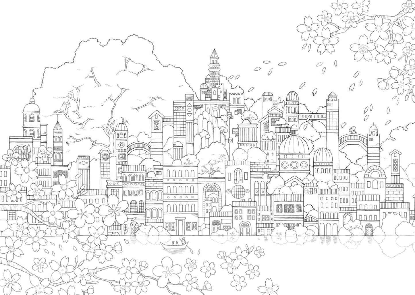 Kuusoogai's Coloring Book that Travels thought the Seasons / Coloring Book of Imaginary Towns that travels through the Seasons - Japanese Coloring Book