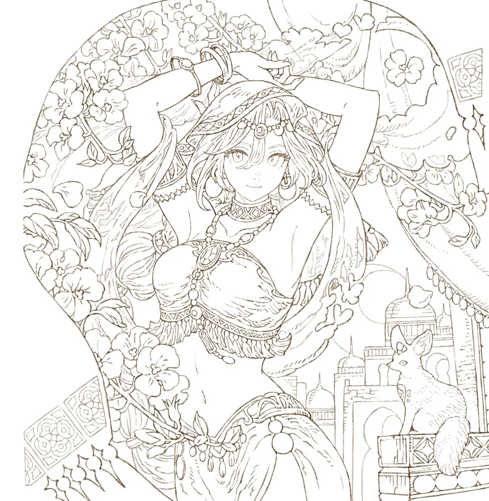 Traveling Through a Fantasy World of Flowers – Japanese Coloring Book