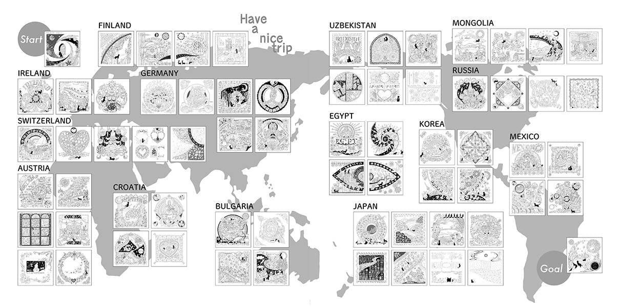 Around the World Trip Coloring Book A fairy tale world - Japanese Coloring Book