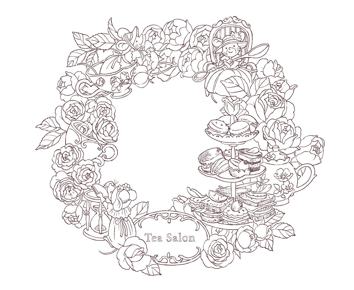 Seasonal Wreaths of plants and friends - Japanese Coloring Book