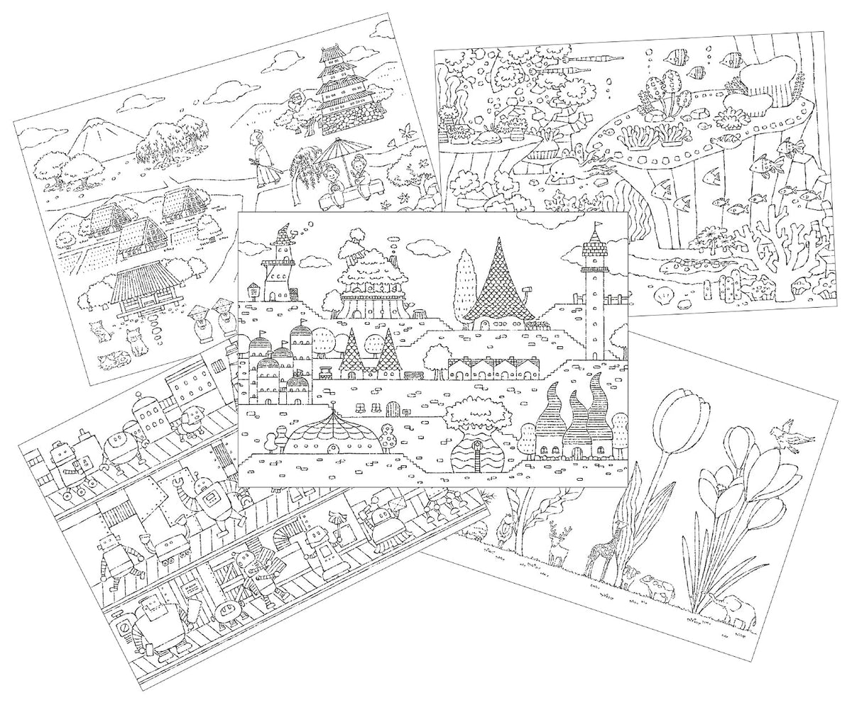 The Coloring Book for Clear and Neon Crayon : Color Outside the Lines : TRAVEL – Japanese Coloring Book