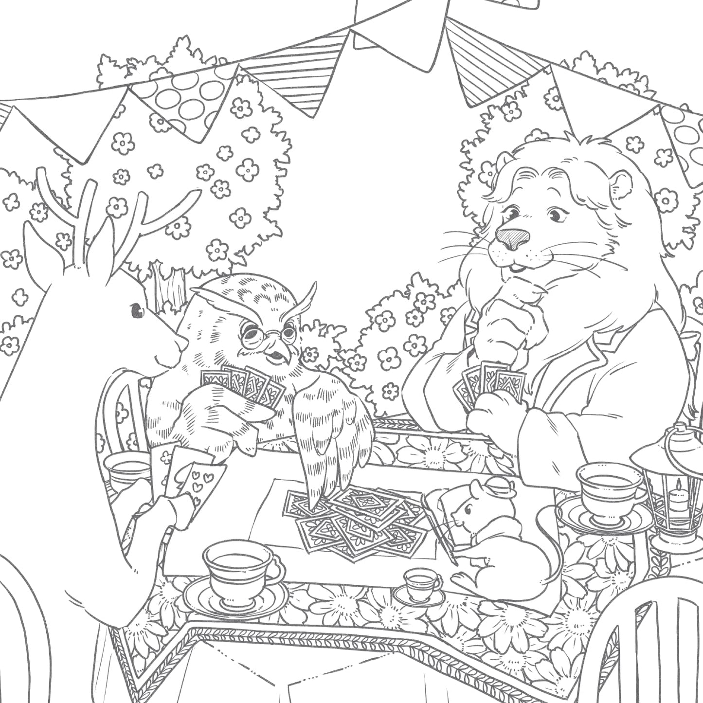 Coloring Book of Cute Forest Animal Friends - Japanese Coloring Book