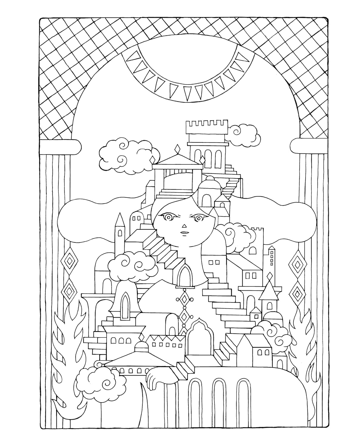 The Temple Inside: A Coloring Journey of Self-Love - Japanese Coloring Book