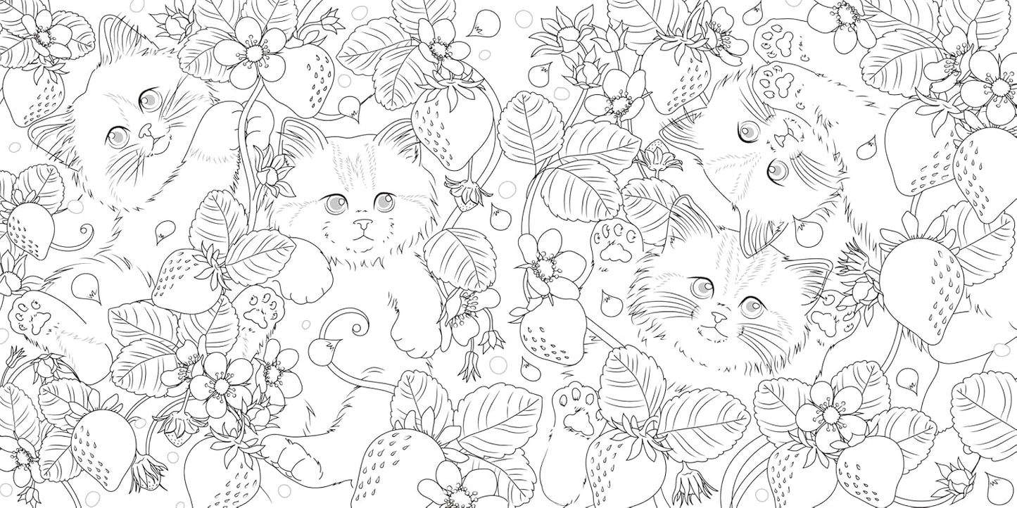 Flowers of the Four Seasons and Cute Animals - Japanese Coloring Book