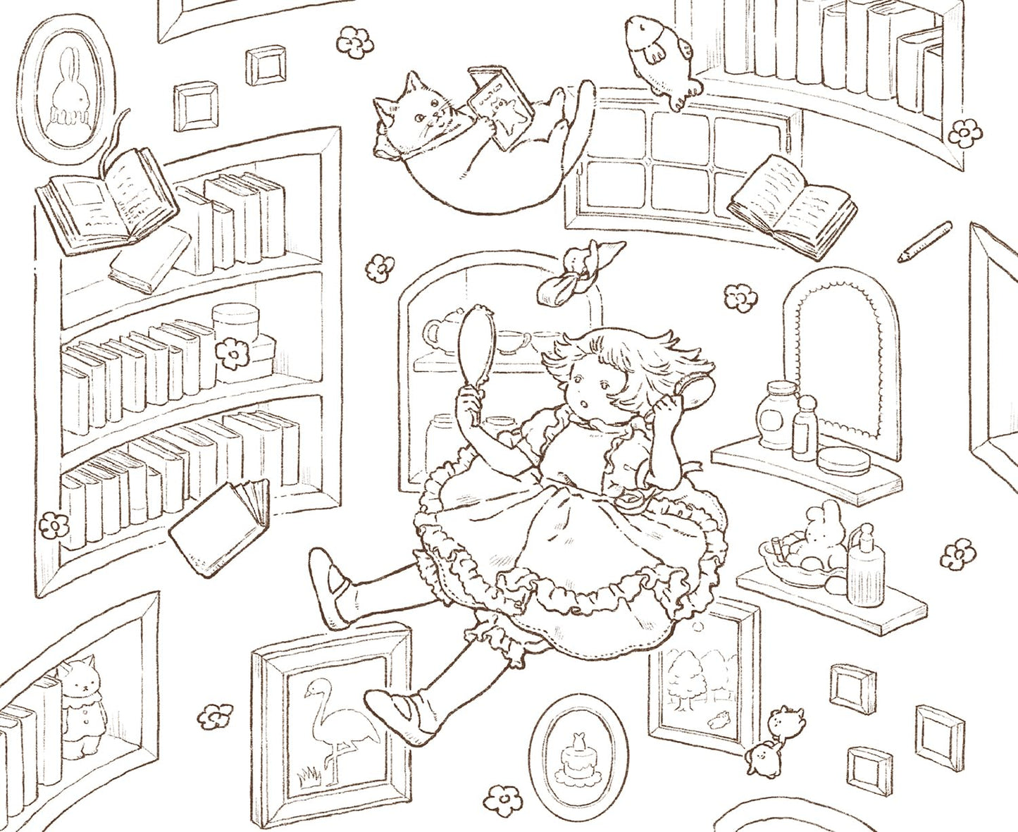 Alice and Dinah's Adventures in Wonderland Coloring Book - Japanese Coloring Book