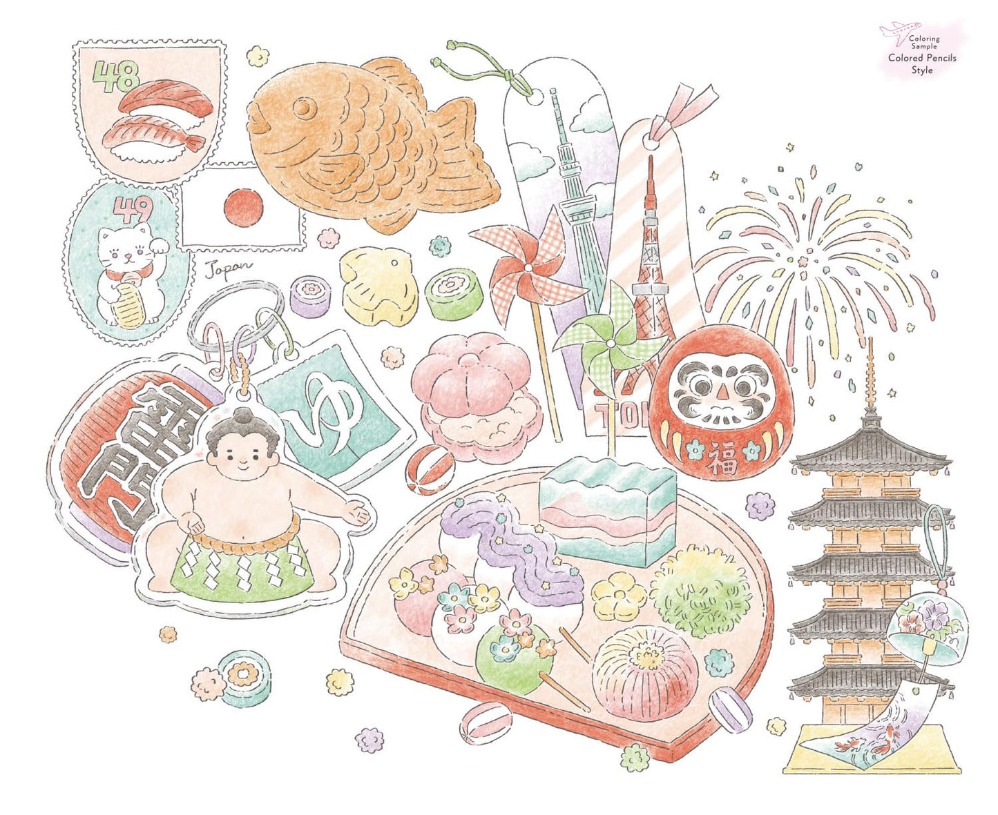 My Travel Memories Coloring Book - Japanese Coloring Book