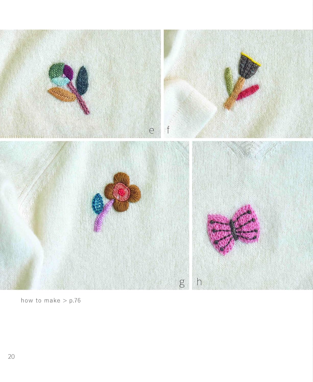 Flowers in Wool Embroidery : 50 Stitches for Knitwear - Japanese Craft Book