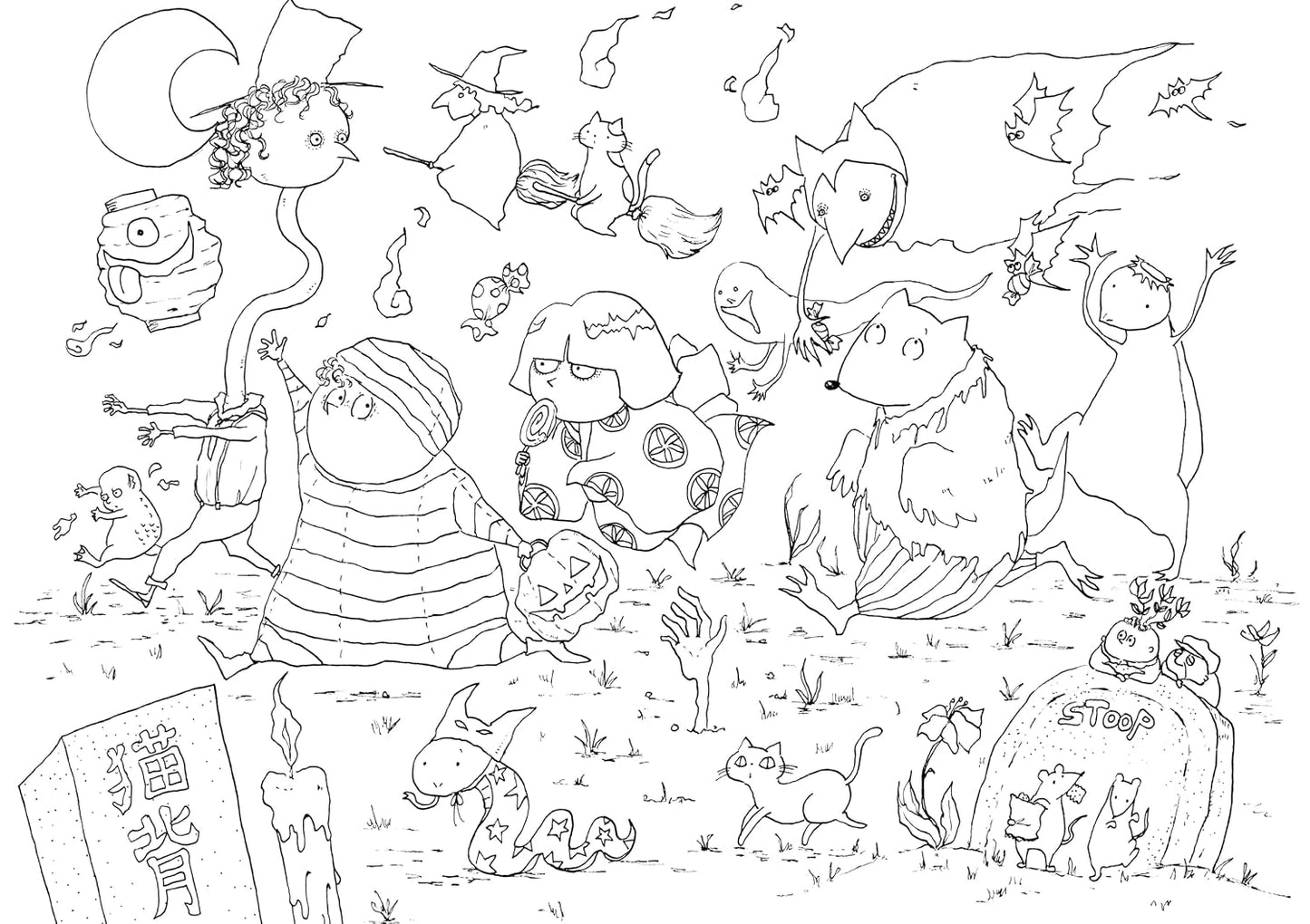 Mr. Stoop and the Colorful Seasons - Japanese Coloring Book