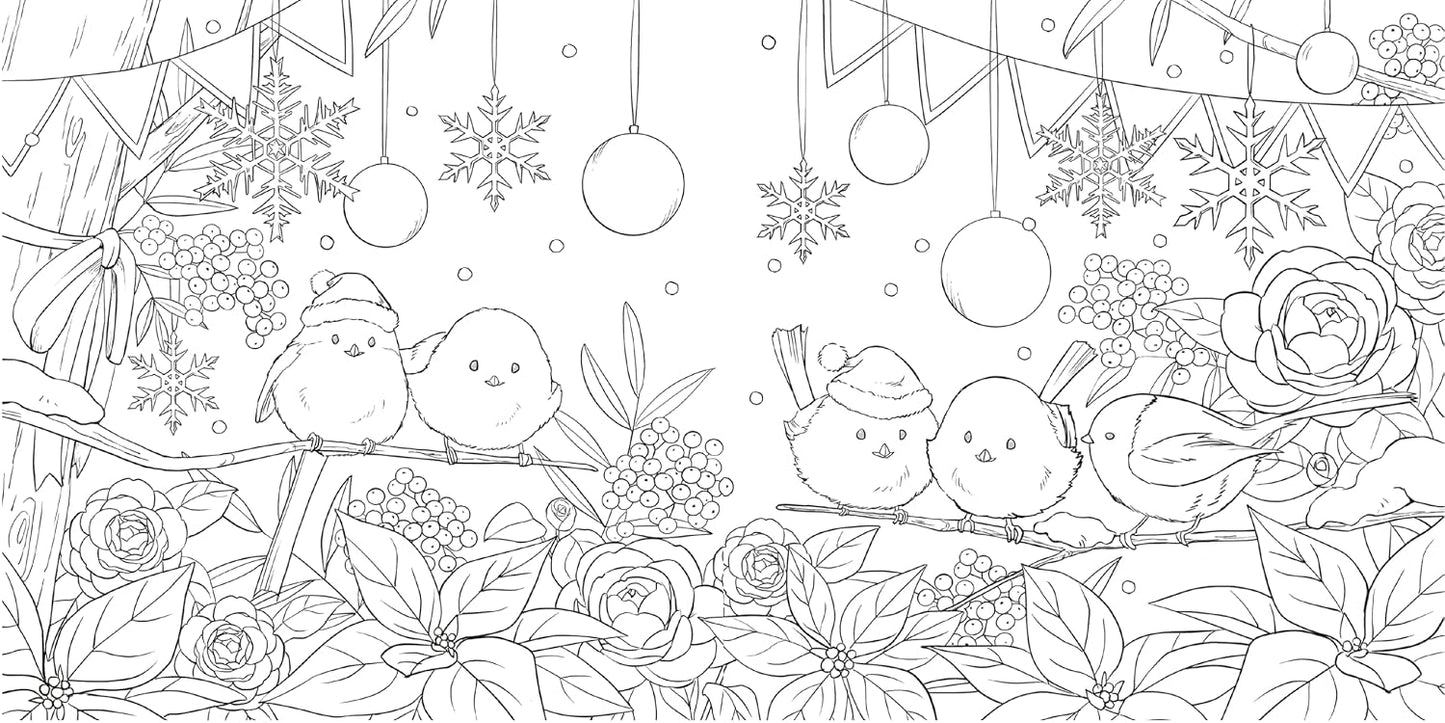 Flowers of the Four Seasons and Cute Animals - Japanese Coloring Book
