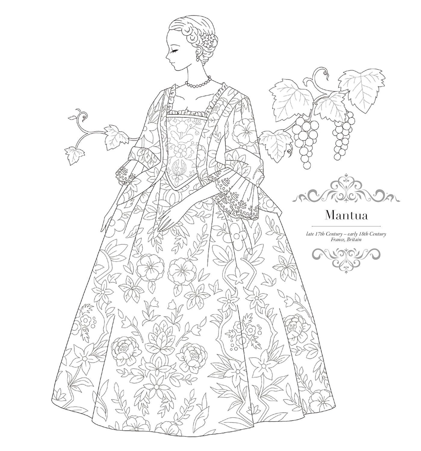A coloring book of Ladies’ Attires ―Dresses/Robes and Ceremonial Kimonos - Japanese Coloring Book