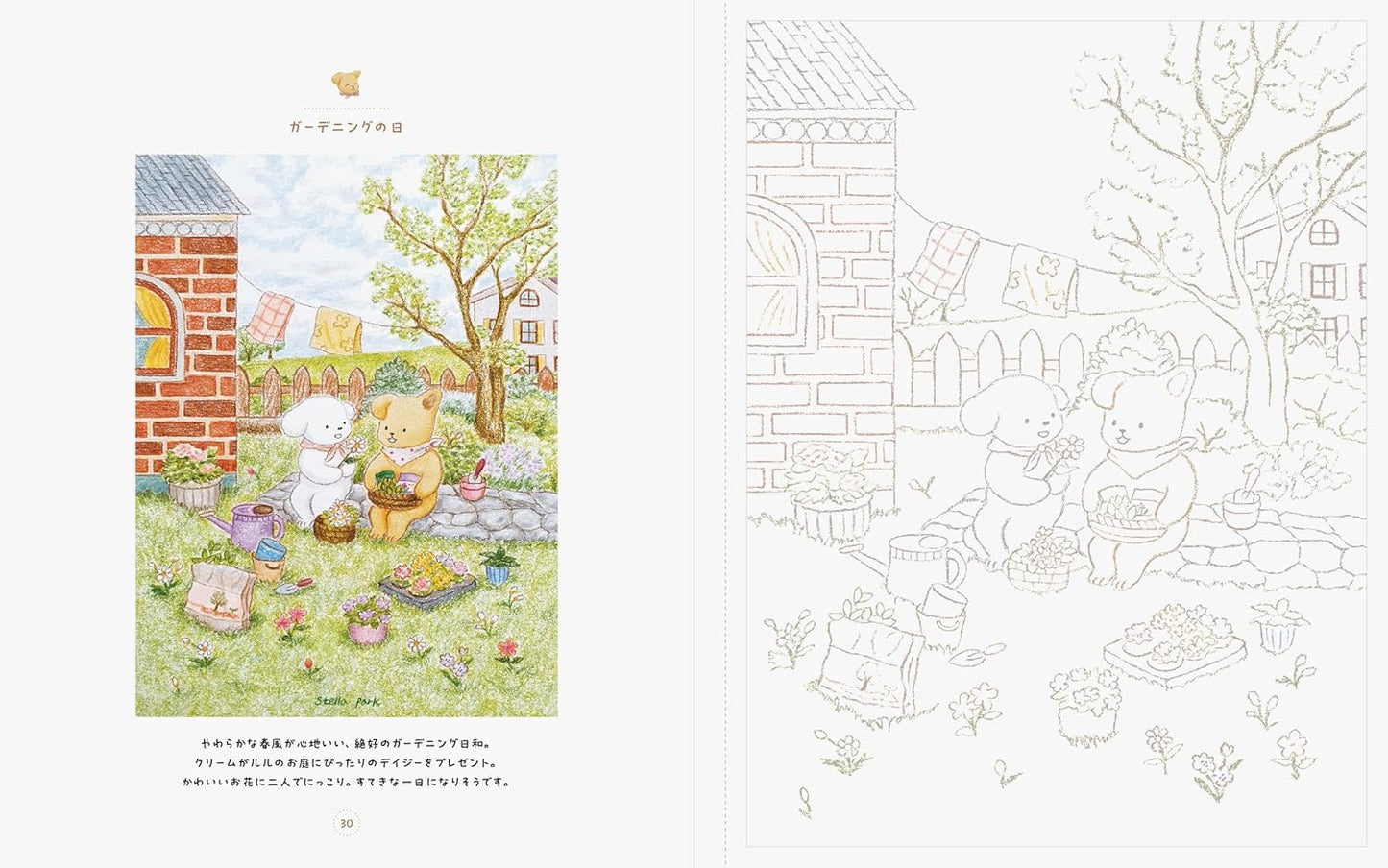 Cute Animals of Stella Village - Japanese Coloring Book