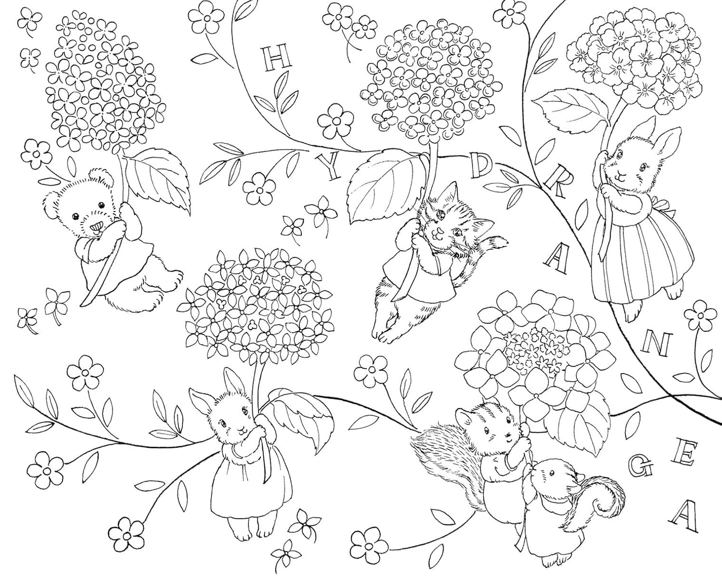 Rabbit Family’s Little Flower-Filled Home Coloring Book - Japanese Coloring Book