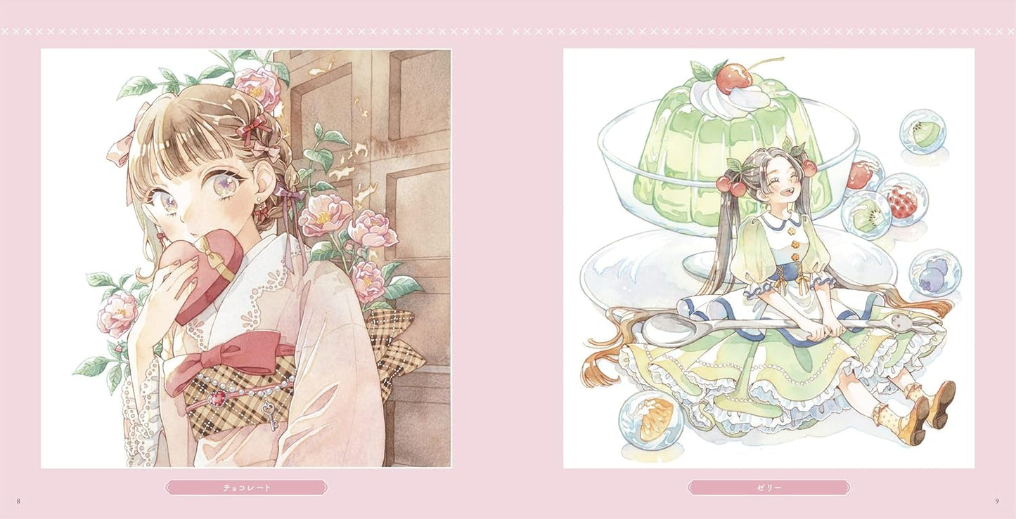 A Cafeteria of Dreams and Imagination: A Coloring Book of Delicate Girls and Enchanting Sweets